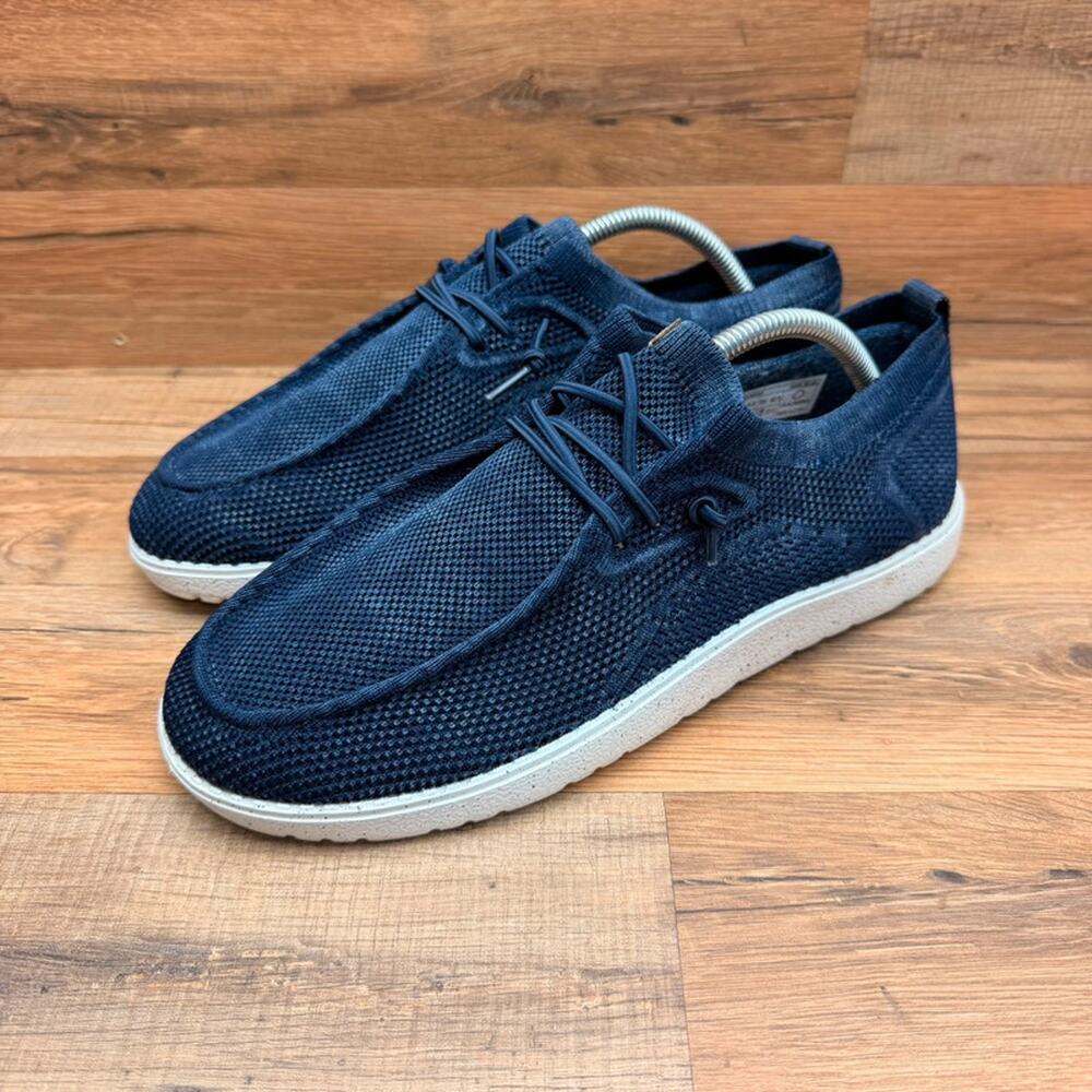Itazero men Size 9.5 Navy Blue Mesh Slip On Loafers Boat Shoes